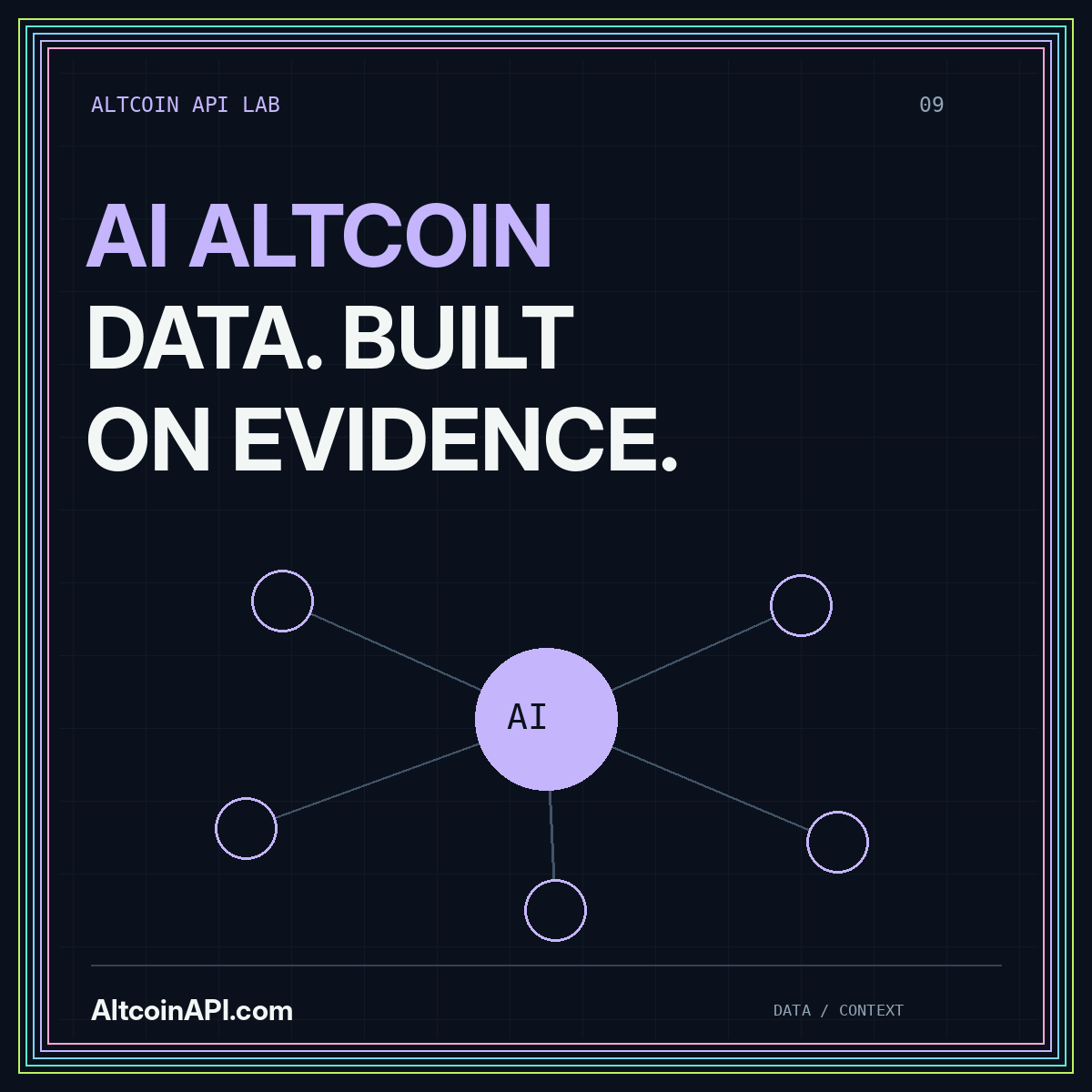 AI ALTCOIN DATA. BUILT ON EVIDENCE. — AltcoinAPI.com editorial graphic